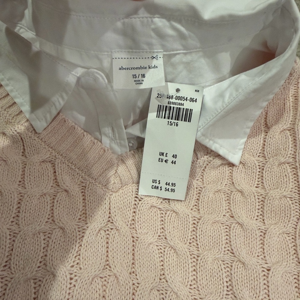 Abercrombie Cable Knit Vest w Shirt for Kids - Picture 3 of 4